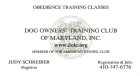 Dog Owners' Training Club of Maryland, Inc., Second Oldest Obedience Club in the USA